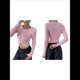 thumbnail image 3 of Blusa de Larga para Mujer, Cárdigan de Otoño, Camisa Corta con Cuello Abotonado Acanalado, Moda. Rosa S, 3 of 7