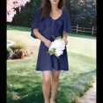 thumbnail image 4 of Vestido Mini Elegante con Escote en V Profundo y Lazo en Azul Marino M, 4 of 8