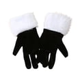 thumbnail image 1 of Guantes cortos de terciopelo retro para mujer, guantes de ópera con puños blancos afelpados, guantes largos hasta la muñeca para disfraz navideño, boda, fiesta de té, banquete, baile., 1 of 8