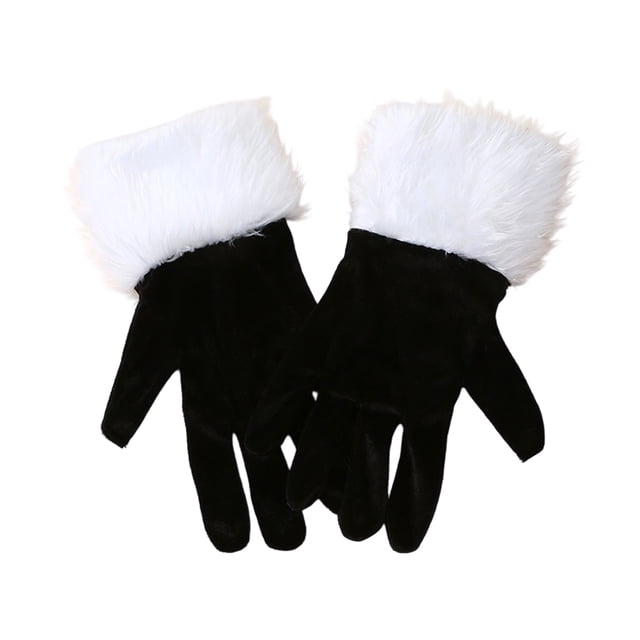 Guantes cortos de terciopelo retro para mujer, guantes de ópera con puños blancos afelpados, guantes largos hasta la muñeca para disfraz navideño, boda, fiesta de té, banquete, baile.
