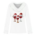 thumbnail image 4 of Craaazy Women's Casual Christmas Shirts Solid Color V-neck Pullover Top Gifts, 4 of 4