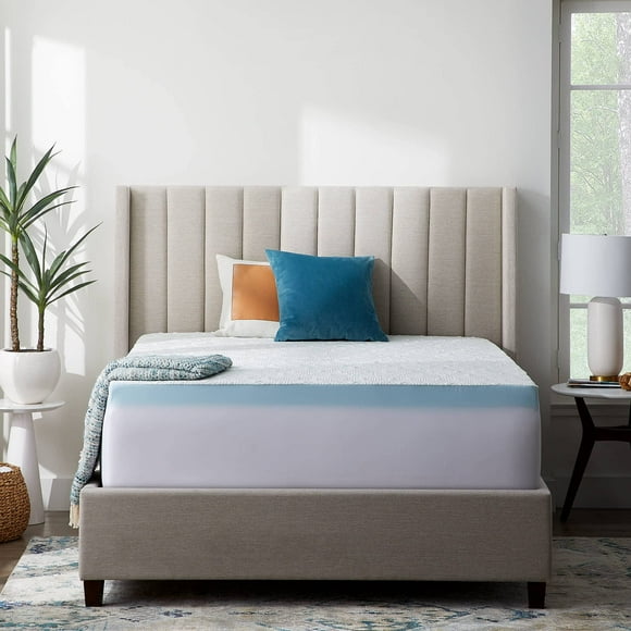 LUCID Memory Foam Soft and Breathable-Machine Washable Mattress Topper Cover, Full, White-Fitted Style