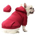 thumbnail image 3 of Sudadera con capucha para perro, de algodón suave, diseño de dos patas, moderna, con bolsillos para deportes, fiestas y paseos, color rojo, 3 of 8