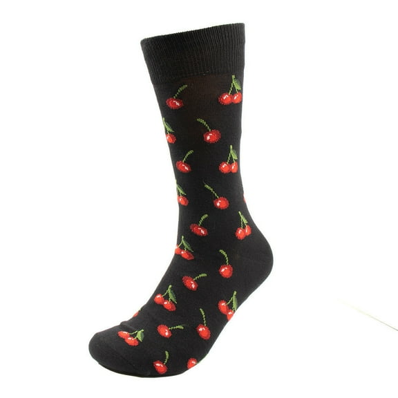 Urban-Peacock Men's Novelty Fun Socks - Cherries - Black - 1 Pair
