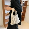 thumbnail image 3 of Cotton Thread Handbags Straw Woven Hollow Net Shopping Beach Vacation Purses, 3 of 7
