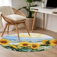 thumbnail image 5 of Round Area Rug 4ft,Watercolor Summer Sunflower Washable Carpet Non-Slip Runner Accent Rugs Indoor Floor Mat for Bedroom Living Room Decor,Vintage Rural Natural Scene, 5 of 9