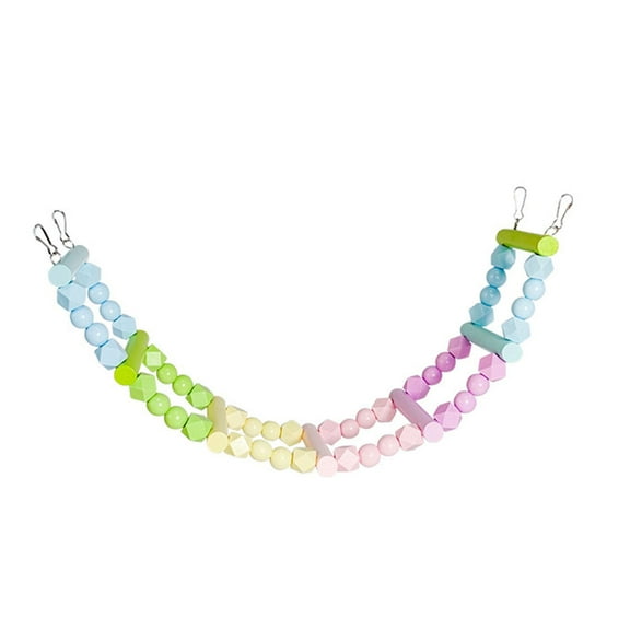 perfeclan Wooden Bird Ladder Bridge Sturdy Wood Perch Toy Flexible Bird Gym Parrot Stand Activity Center for Cockatiels Squirrel Canary Budgie 7 Ladders