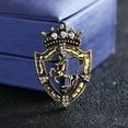 thumbnail image 3 of Broche de solapa Vintage jinwen Horese insignia de cristal disfraz de mujer Latón antiguo, 3 of 8