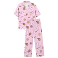 thumbnail image 4 of JAJAHO Women Halloween Pajamas Set 2 Piece Pjs Pumpkin Ghost Printed Short Sleeve Button Shirt With Pants Set, 4 of 5