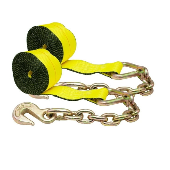 (2 Pack) 4 in. x 40 ft. Winch Strap with Chain Anchor