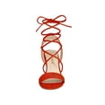 thumbnail image 5 of BLISSFUL STEP Women's Shoes Faux Suede Lace Up Block Heel Slingback Open Toe Sandals Orange 9, 5 of 7
