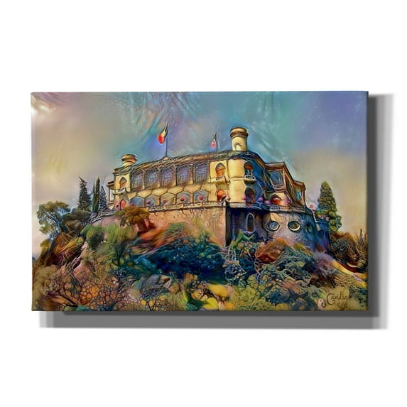 Epic Graffiti 'Mexico City Chapultepec Castle Ver2' by Pedro Gavidia, Canvas Wall Art, 40"x26"