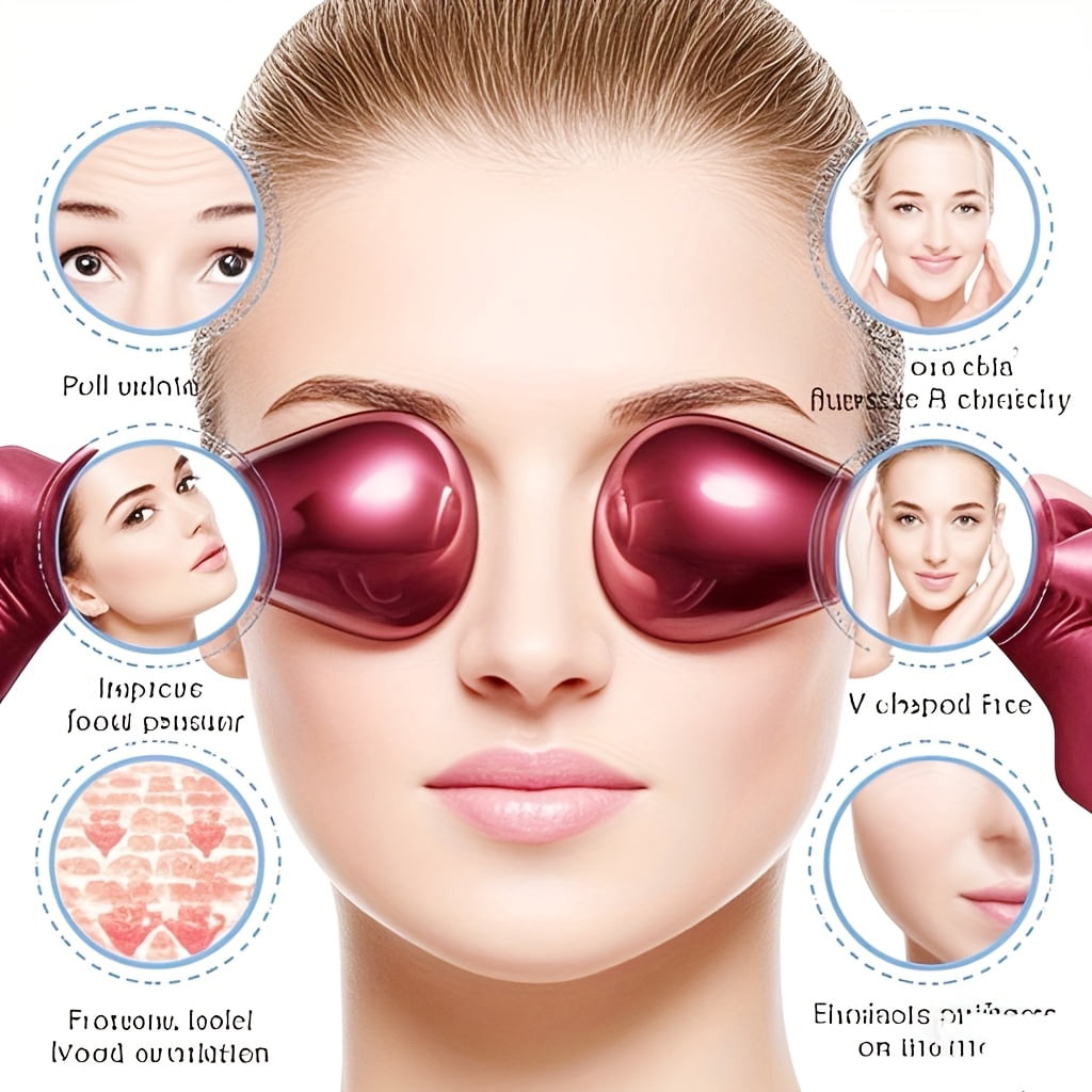 *Stainless Steel Eye Ice Ball - Reduces Puffiness, Tightens Light Beige Color, Enhances Lymphatic Drainage, Frictionless Wooden Handle Design, No Battery Needed*