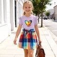 thumbnail image 6 of ITSAME Girls Summer Outfits 2-Piece Ruffled Short Sleeve Top and Plaid Print Skirt Kids Fashion Casual Set Purple Size 3-4Y, 6 of 8