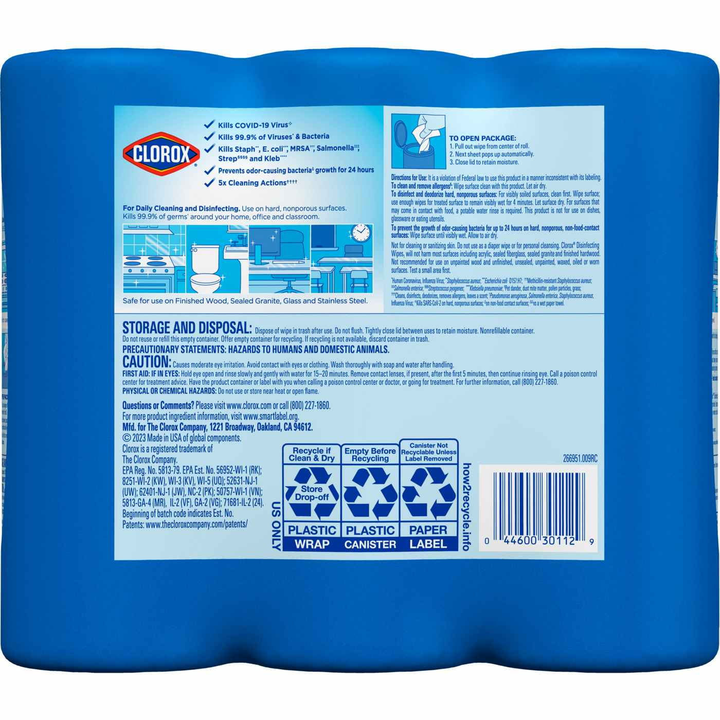 Clorox Disinfecting Wipes Value Pack, 3 pack 105 ct