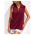 thumbnail image 5 of Tank Top for Women 2026 Summer Satin V Neck Pleated Sleeveless Blouses Casual Business Outfits Wine Red XL, 5 of 9