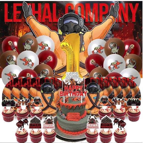 Lethal Company Balloons Party Supplies 1st Decor Tableware Birthday Cake Topper Decorations Banner Backdrop