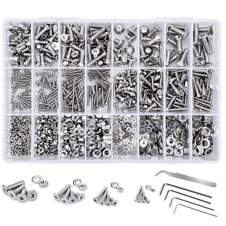 

1230PCS M2 M3 M4 M5 304 Stainless Steel Screw Bolt Assortment Set