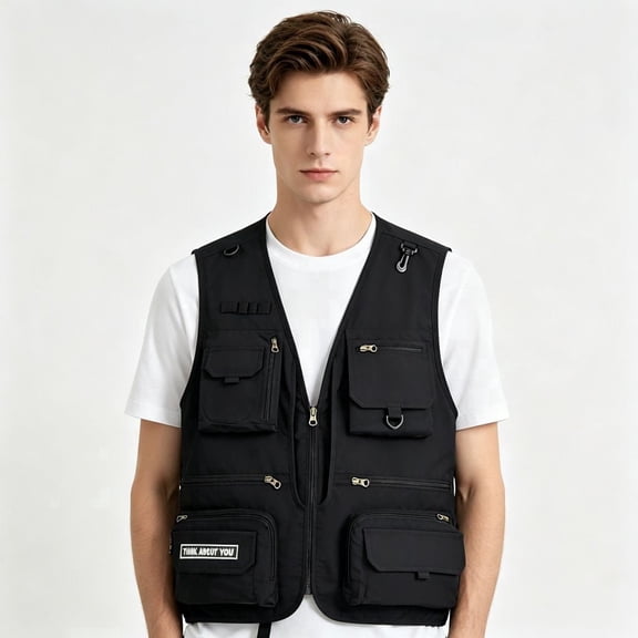 Men's Multi-Pocket Fishing Vest, Outdoor Utility Cargo Vest for Fishing, Photography, Travel, Work & Safari
