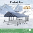 thumbnail image 3 of 20x40FT Heavy Duty Metal Carport, Rust/Wind/UV Resistant, All Weather Protection, Portable Shelter for Cars, SUVs, Trucks, RVs, Boats, 3 of 7