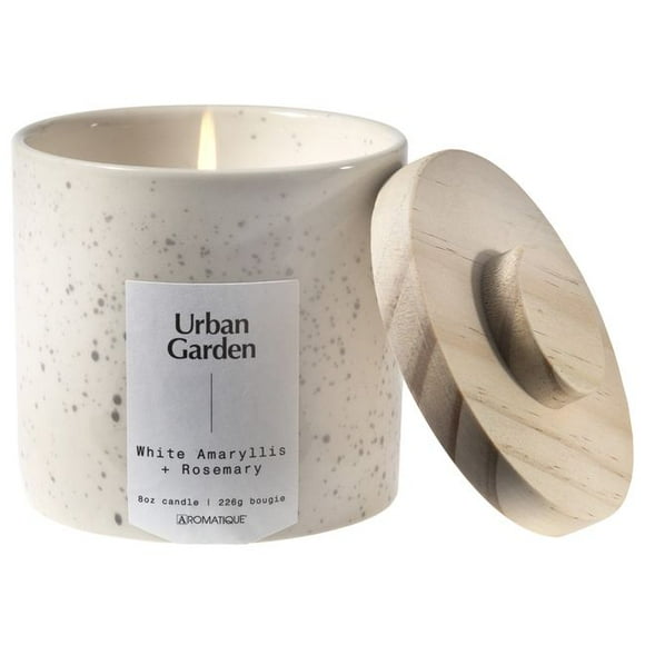 Aromatique Bougie en Céramique Tachetée Amaryllis Blanche et Romarin 8 Oz