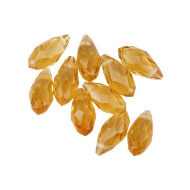 Cuentas de cristal en forma de lágrima Strade Fareast Limited 3 piezas champán dorado 3x10