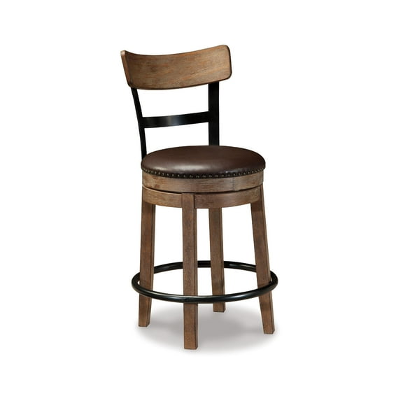 Signature Design by Ashley Pinnadel 24" Modern Farmhouse Swivel Counter Height Barstool, Light Brown