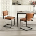 thumbnail image 2 of Zesthouse Mid-Century Modern Dining Chairs Set of 2, Upholstered Faux Leather Dining Room Chairs with Back and Black Legs, Armless Side Chairs for Kitchen & Dining Living Room, Brown, 2 of 12