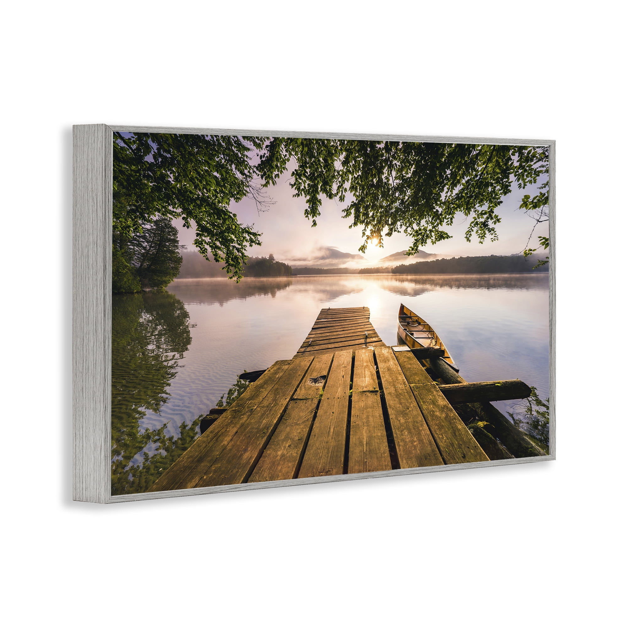 Stupell Industries Misty Morning Light on Lake Gray Framed Giclee Art, design by Jonathan Zaharek
