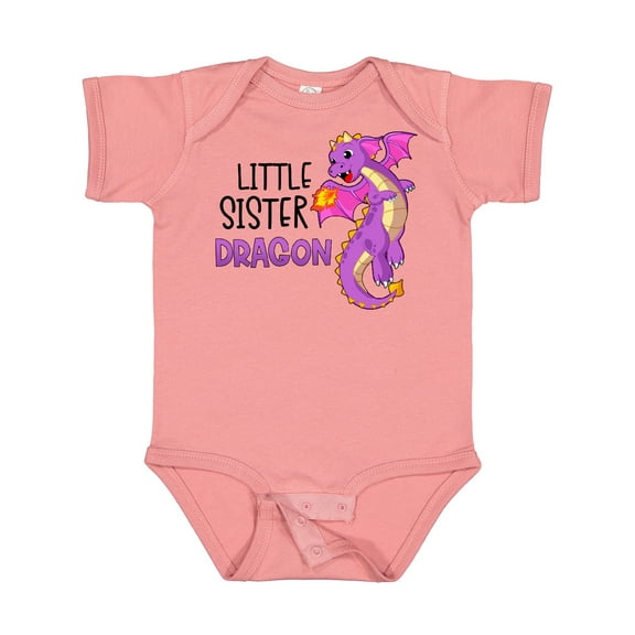 Inktastic Little Sister Cute Purple Dragon Girls Baby Bodysuit