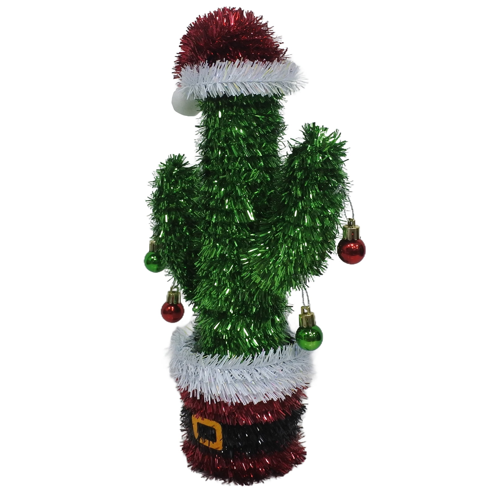 Tinsel Cactus Christmas Decoration, Green/Red/White, 12.5", by Holiday Time