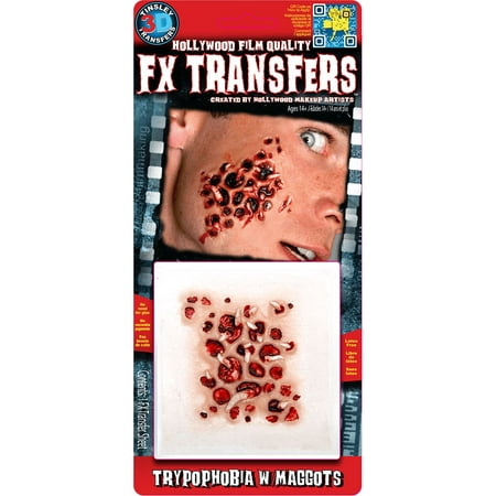 Trypophobia with Maggots 3D Temporary Tattoo Tinsley Transfers -