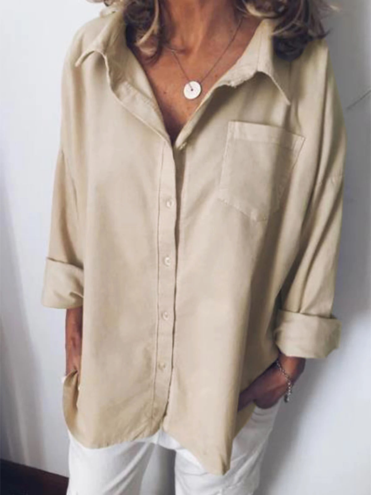 Eoeth Mens Baggy Cotton Linen Short Sleeve Button Retro Blouse Casual Plain Simple T-Shirt Loose Lapel Tops 