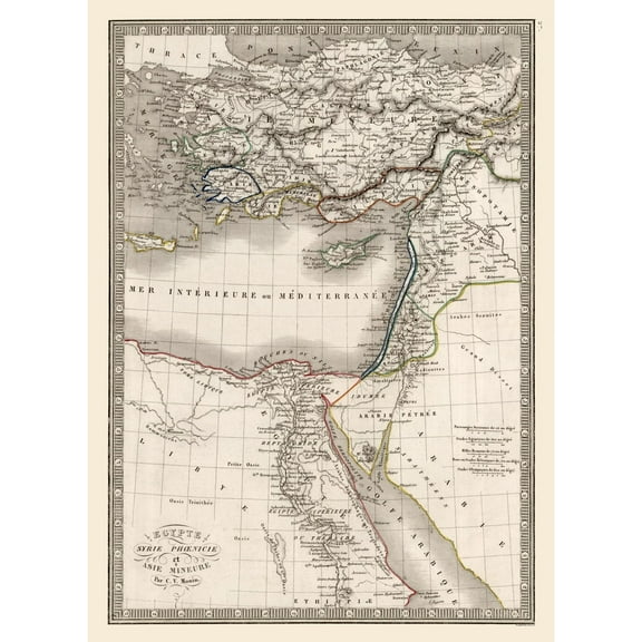 Historic Map - Egypt Syria Turkey Asia Minor - Monin 1839 - 23 x 31.65 - Vintage Wall Art