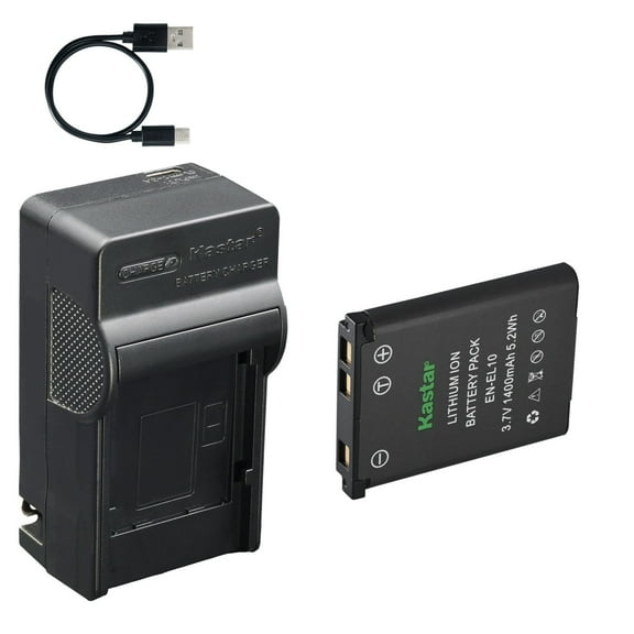 Kastar 1-Pack Battery and AC & USB-C Charger, Compatible with Nikon EN-EL10 and Nikon Coolpix S60 S80 S200 S210 S220 S230 S500 S510 S520 S570 S600 S700 S3000 S4000 S5100 Digital Cameras