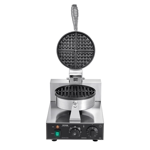 CAFORKP Professional 1230W Round Belgian Waffle Iron Machine with Thick Plate & Non-Stick Coating - Commercial Grade