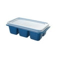 thumbnail image 2 of Hvmvliv Ice Trays 6-Compartments Square-Shape Ice Cubes Molds Food Grade Silicone Ice Blocks Trays Leak Proof Household Refrigerator Small Ice Making Trays with Lid Dark Blue, 2 of 6