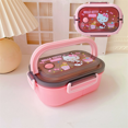 thumbnail image 1 of YIXIGGC 1200ML Double-Layer Lunch Box - Cute Cartoon Hello Kitty Bento Box with Tableware CJ#419-4806, 1 of 6