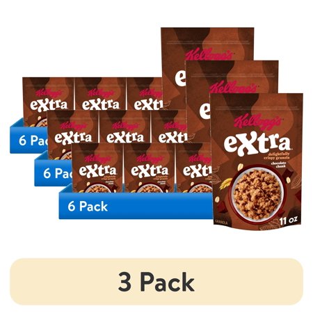 (3 pack) Kellogg's Extra Granola, Whole Grain, On-the-Go Snacks, Chocolate Chunk, 11oz Bag (1 Bag)