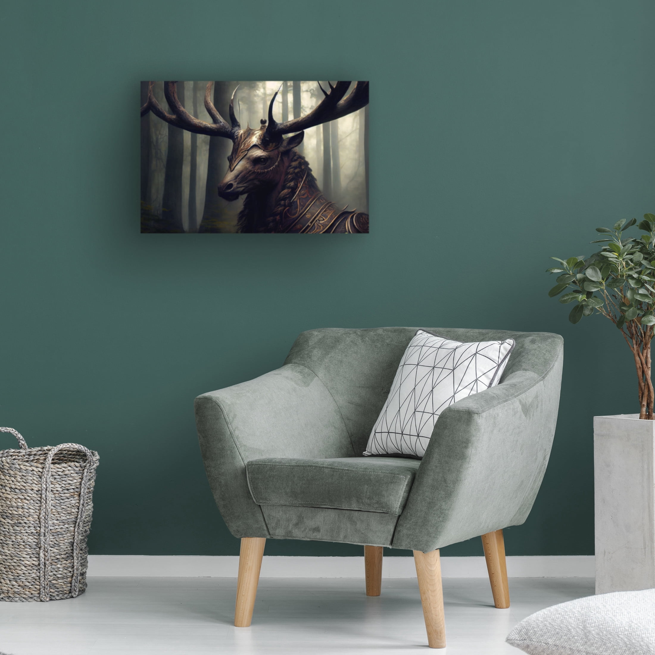 Canvas Wall Art - Sasha 'Warrior Deer IV' Wall Art for Living Room, Bedroom, or Office Décor by Trademark Fine Art - 24 x 16 Inches