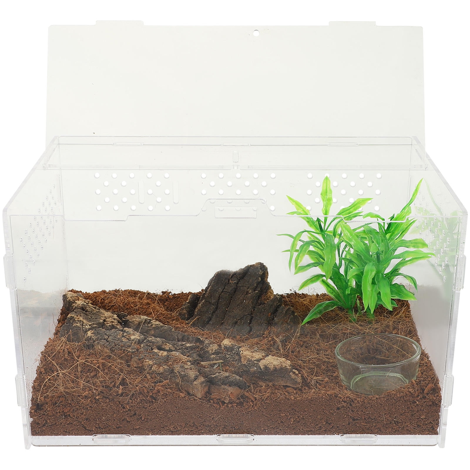 FOMIYES Small Reptile Tank Acrylic Small Reptile Terrarium Clear Visibility 1 Set