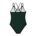thumbnail image 6 of Yindaity Womens One Piece Swimsuits Womens One Piece Swimsuit Sport Modest Bathing Suits Cute Color Block Ribbed High Cut Swim Suits (Green,S), 6 of 6