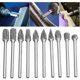 thumbnail image 5 of Juego de cincel giratorio de acero de carburo sólido de tungsteno de doble corte de 10 piezas con taladro helicoidal de vástago de 3 mm, utilizado para herramienta rotativa Dremel Whwy, 5 of 5