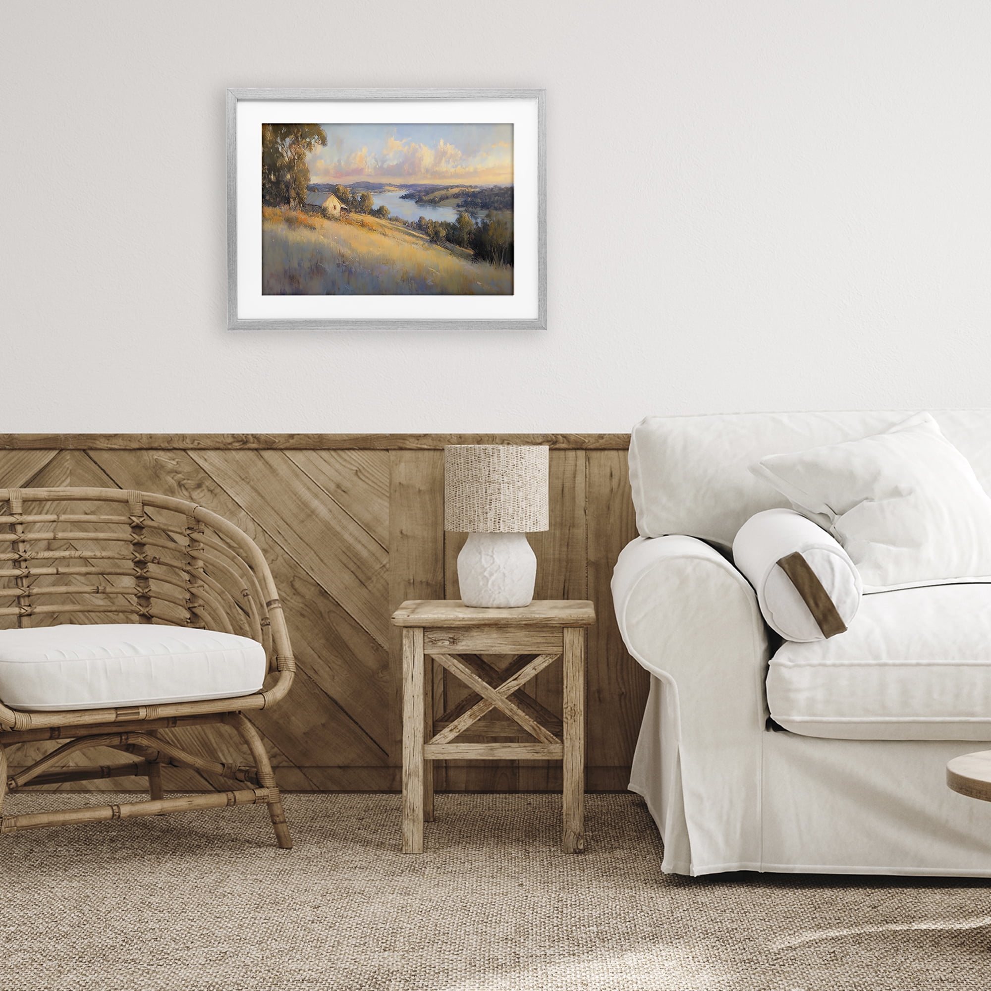 Stupell Industries Hilltop Cottage in Sunset Glow Gray Framed Print Under Glass, design by Creative Studio