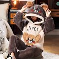 thumbnail image 3 of Conjunto de pijama de franela gruesa para mujer, ropa de dormir cálida para el hogar, Tops y pantalones para parejas, Unisex, Invierno, 3 of 5