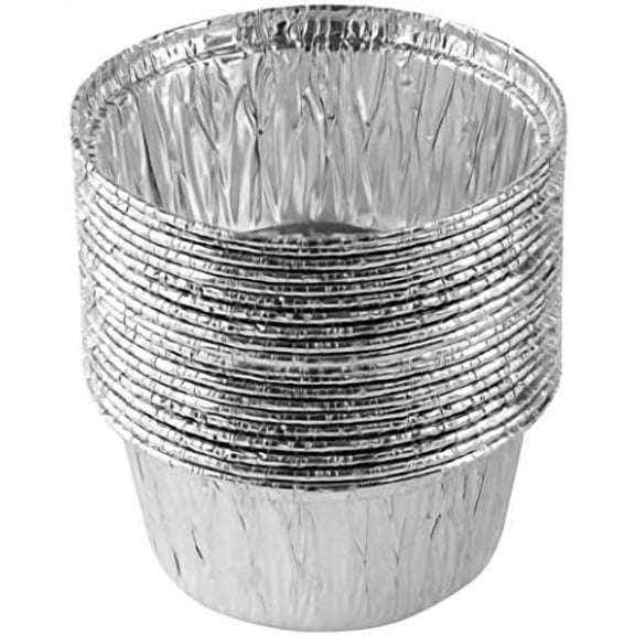 3.5'' Inch Round Ramekins Muffin Cups Tin Foil Cupcake Pans Disposable Aluminum, Freezer & Oven Safe Pack of 20