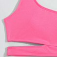 thumbnail image 6 of Ruyang Girls Solid Bikini Swimsuit One Wide Strap Cutout Waist Tops and Trunks Bathing Suit Summer Quick Dry Pool Swim Outfits, 6 of 8