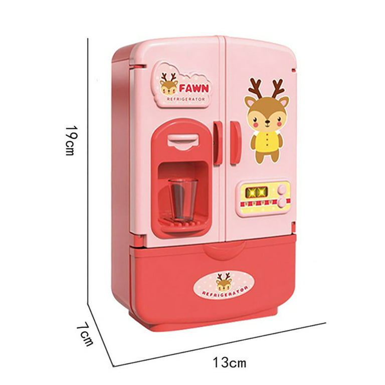 LUOZZY Toy Refrigerator Mini Fridge Toy Set with Drink Dispenser Toy Fridge  Pretend Play Kitchen Appliance for Kids, Play Kitchen Accessories Set with