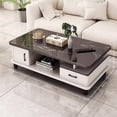 thumbnail image 2 of EDB010 Table Basse Artisanale Texture Marbre Exquise - Noir (140 cm), 2 of 3