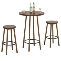 Tribesigns 37.4 in. H Brown Round Bar Table Set Seats 2 Includes 1 Bar Table & 2 Chairs